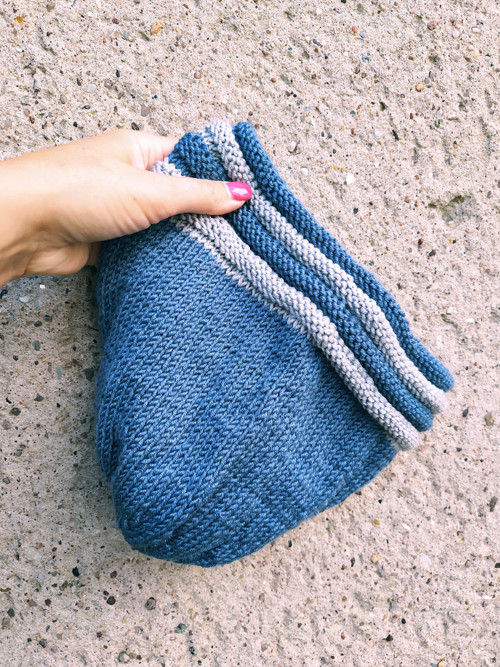 Dámská čapka MODRO - ŠEDÁ 50% merino — foto 3