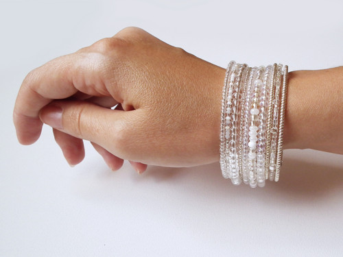 Silver and white elegance - náramek — foto 5