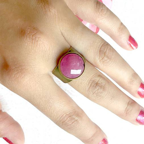 Prsten s malinovým jadeitem bronz — foto 3