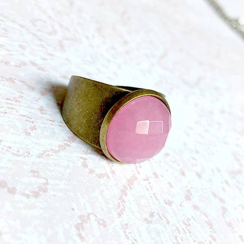 Prsten s malinovým jadeitem bronz — foto 6