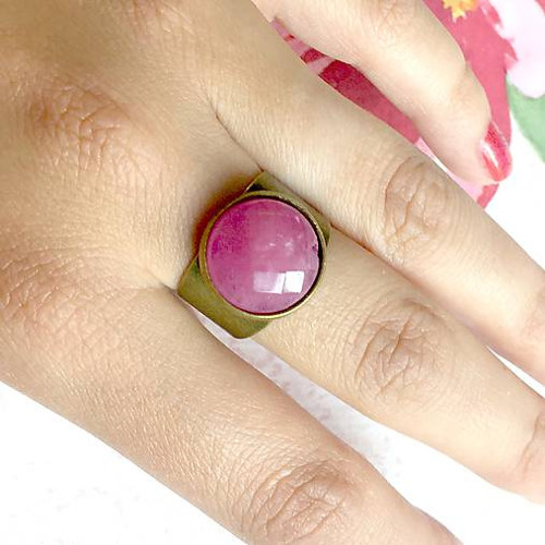 Prsten s malinovým jadeitem bronz — foto 4