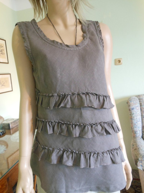 Lněný top s kanýry, vel.38 — foto 2