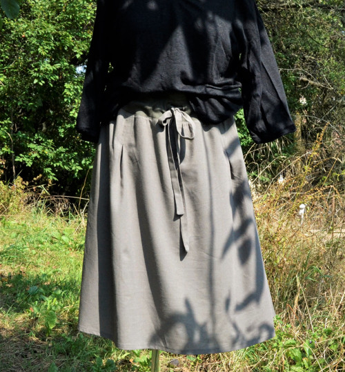 Khaki sukýnka / midi (len s viskózou) — foto 3
