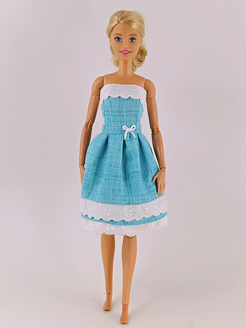 Barbie - Lněné modré šaty — foto 2