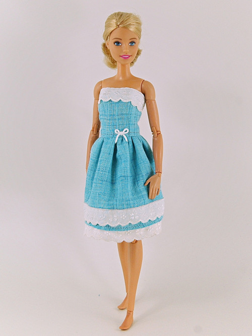 Barbie - Lněné modré šaty — foto 3