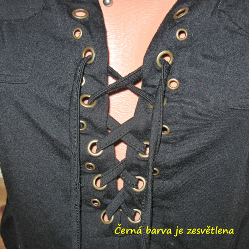 Černé tričko šněrovací 14035 P8 — foto 4