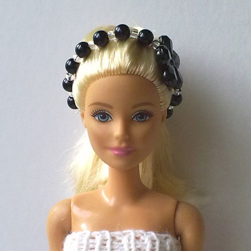 Čelenka pro Barbie - černá kytka — foto 2