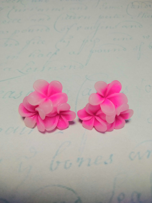Náušnice puzety - Kytice pink — foto 2