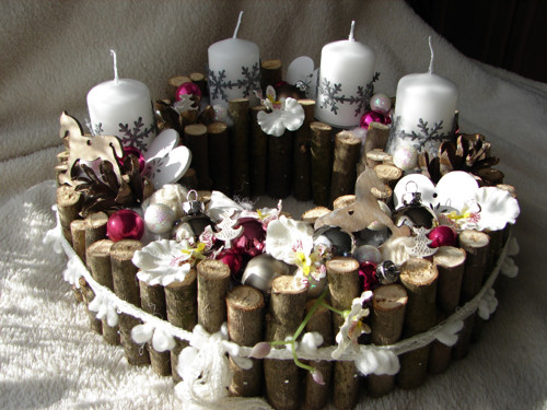 Nádech do růžova -adventní svícen — foto 3