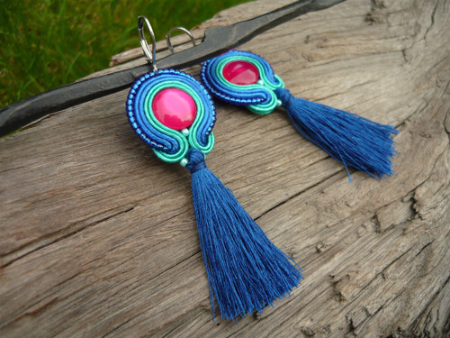 Soutache náušnice Tropická Laguna — foto 3