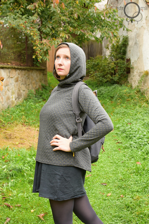 Šedá mikina se vzorem, vel. XS — foto 2