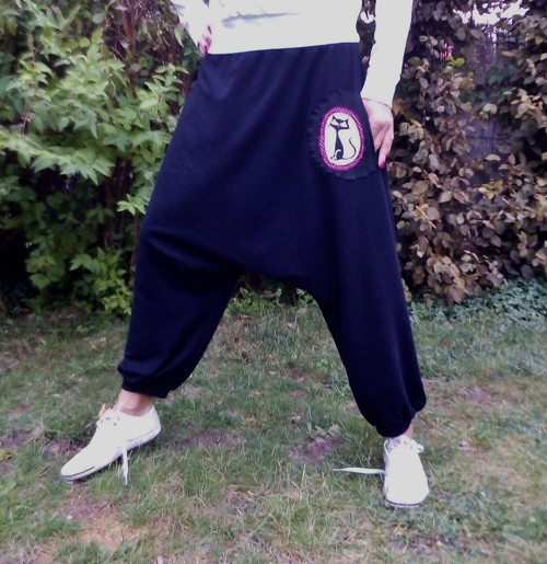 Harémové tepláky KOČKA s kapsou, vel. L/XL — foto 2