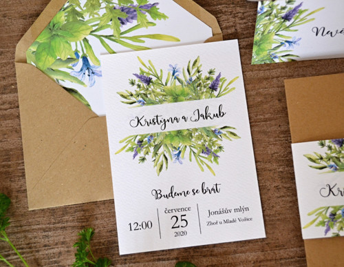 Svatební oznámení Herbs - white — foto 3