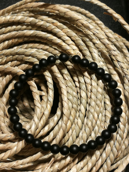 Pánský náramek - matný onyx, pyrit 19 cm — foto 4