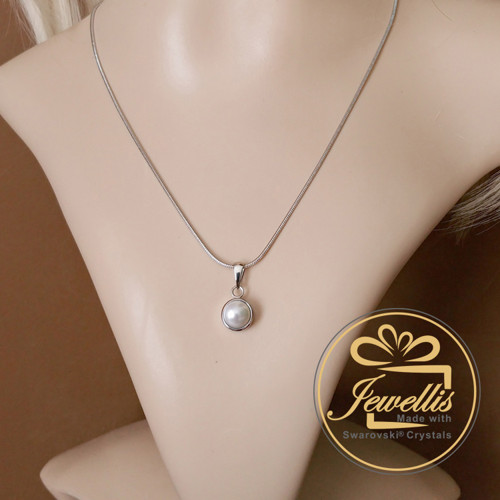 Ocelový náhrdelník Swarovski bílý - perla — foto 3