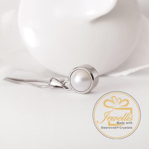 Ocelový náhrdelník Swarovski bílý - perla — foto 2
