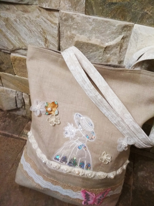 Lněná taška " SHABBY CHIC" — foto 2