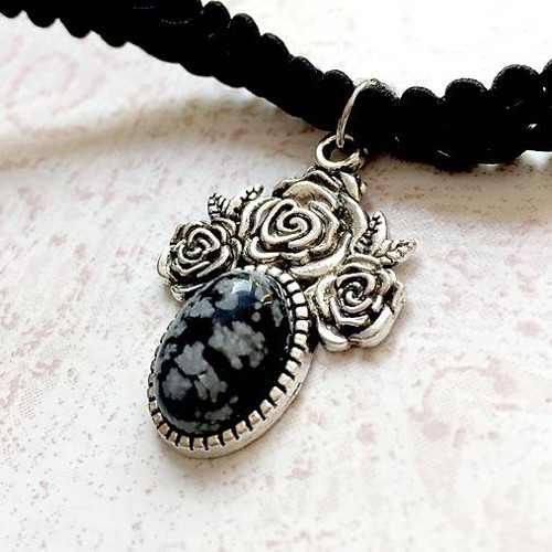 Náhrdelník - choker s obsidianem — foto 3