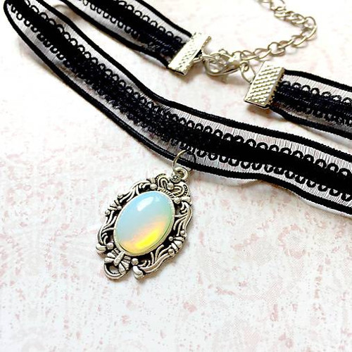 Náhrdelník - choker s opalitem — foto 3