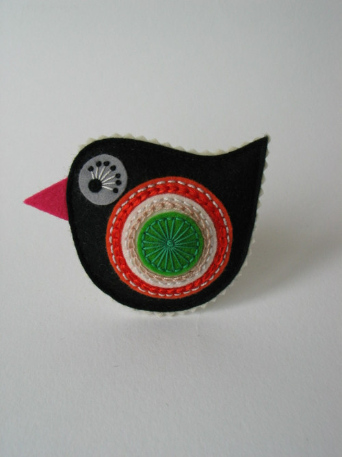 Brož ptáček- "COLOUR"- černá (Black) — foto 2