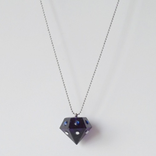 Náhrdelník "Resin" tvar diamant modrý s šatony — foto 2