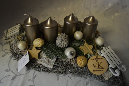 Adventní svícen béžovošedý — foto 2
