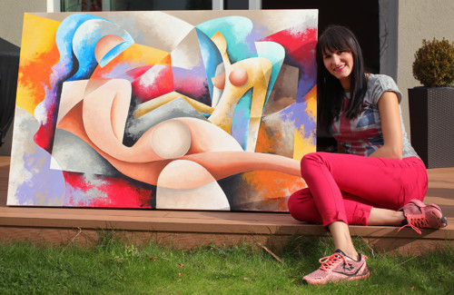 "Ženy v sauně" 150x100 cm originál — foto 2