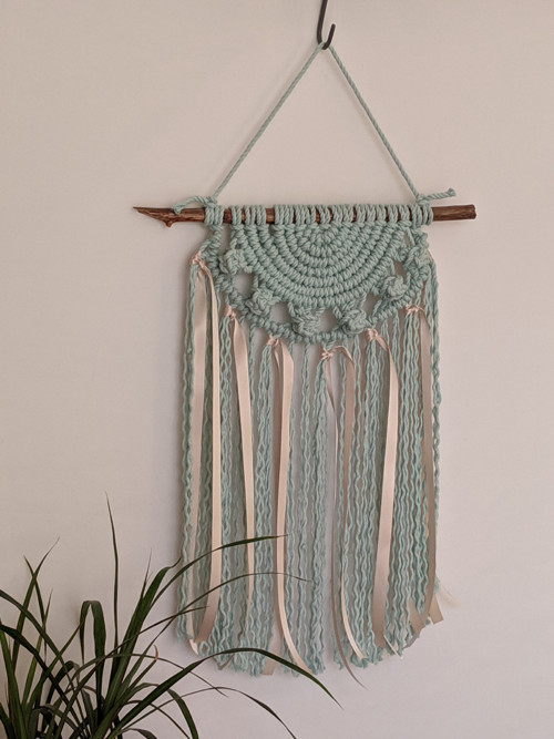Macramé BOHO dekorácia v mentolovej farbe — foto 2
