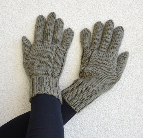 Pletené rukavice, khaki — foto 2