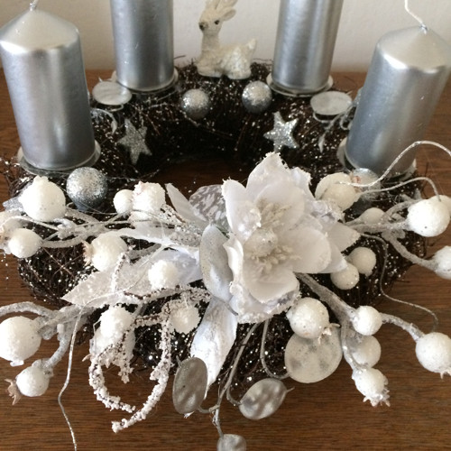 Adventní svícen bílo-stříbrný — foto 2