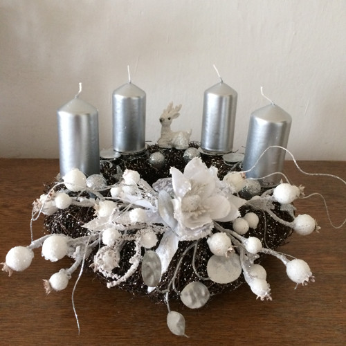 Adventní svícen bílo-stříbrný — foto 5