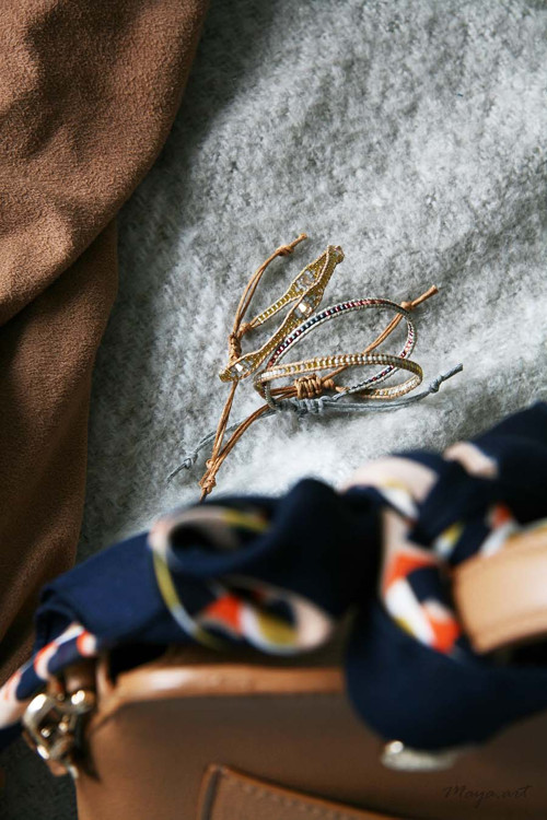 Béžová sada náramků WEAVED BRACELET — foto 3