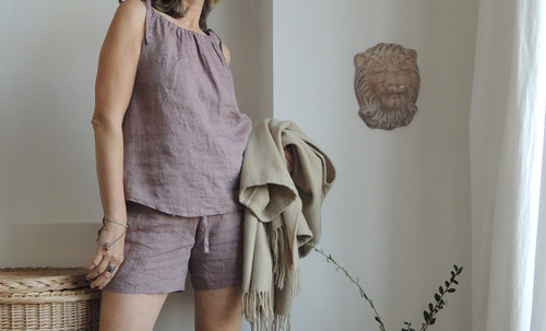 ANNI vřes - pyžamo len - top a kraťásky — foto 6