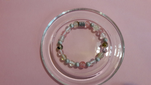 CHERRY QUARTZ náramek (L) + náuš. + přív. OCEL — foto 2