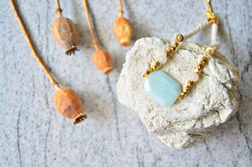 Náhrdelník Gold Rope Amazonite Quartz Beads — foto 2