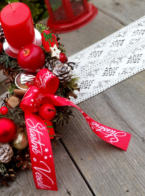 Šťastné a veselé - adventní věneček — foto 3