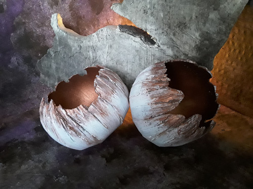 Beton-svícny " Bílá+měď " — foto 2