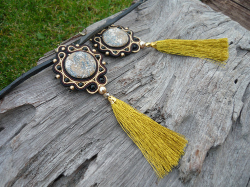 Soutache náušnice Luxury Black Gold Chocolate — foto 2