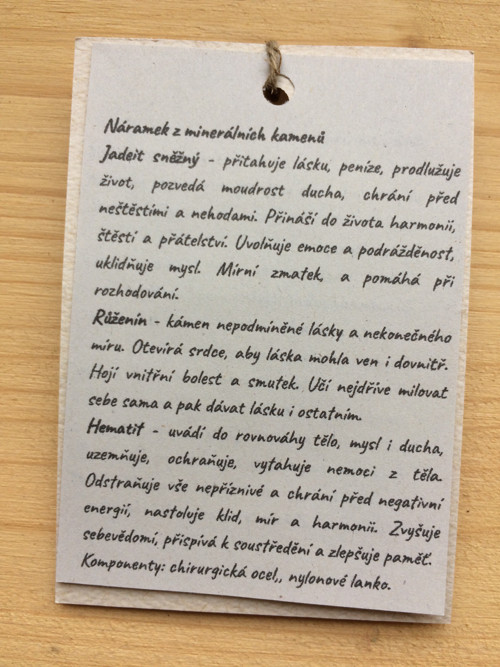 Náramek jadeit, růženín, hvězda — foto 2