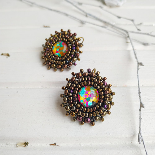 Sparkly earrings n.11 - vyšívané náušnice — foto 3