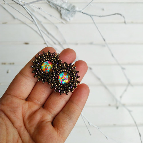 Sparkly earrings n.11 - vyšívané náušnice — foto 5