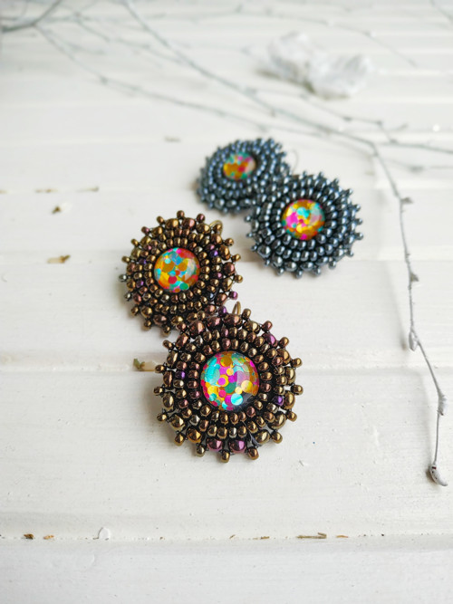 Sparkly earrings n.11 - vyšívané náušnice — foto 4