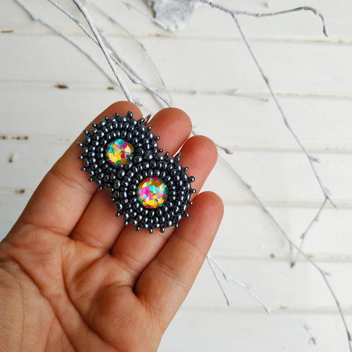 Sparkly earrings n.12 - vyšívané náušnice — foto 4
