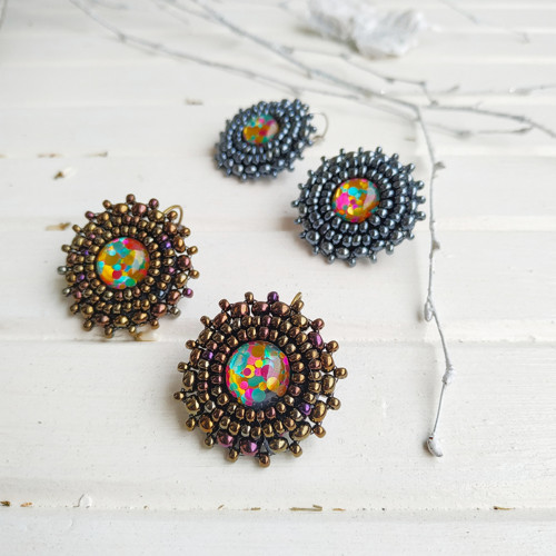 Sparkly earrings n.12 - vyšívané náušnice — foto 2