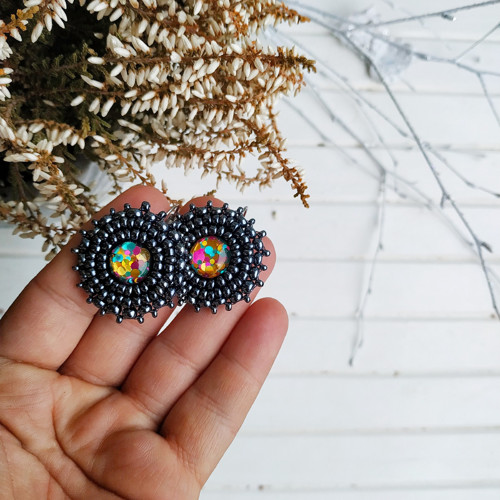 Sparkly earrings n.12 - vyšívané náušnice — foto 3
