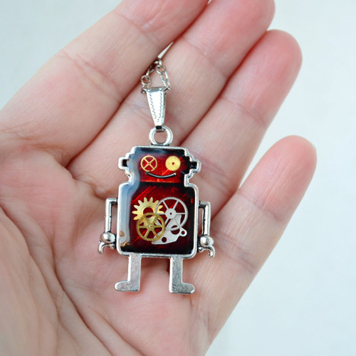 Steampunkový náhrdelník - ROBOT — foto 3