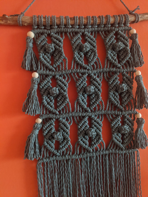 Macramé BOHO v eukalyptovej farbe — foto 3