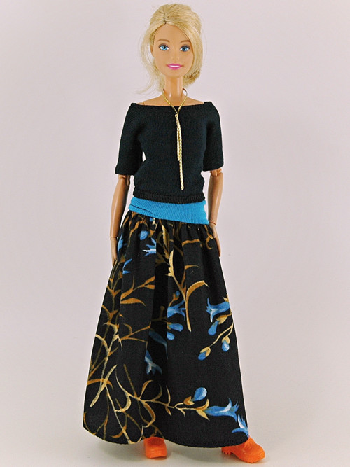 Barbie - Sukně dlouhá modročerná — foto 2