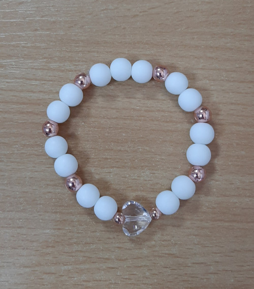 Náramek onyx, hematit, srdce Swarovski — foto 4