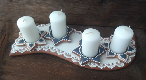 Adventní svícen modrobílý — foto 2